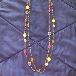 Dual layer necklace with pink and yellow accents